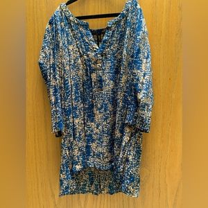 NWOT Plenty by Tracy Reese Petite Blue and Tan Blouse